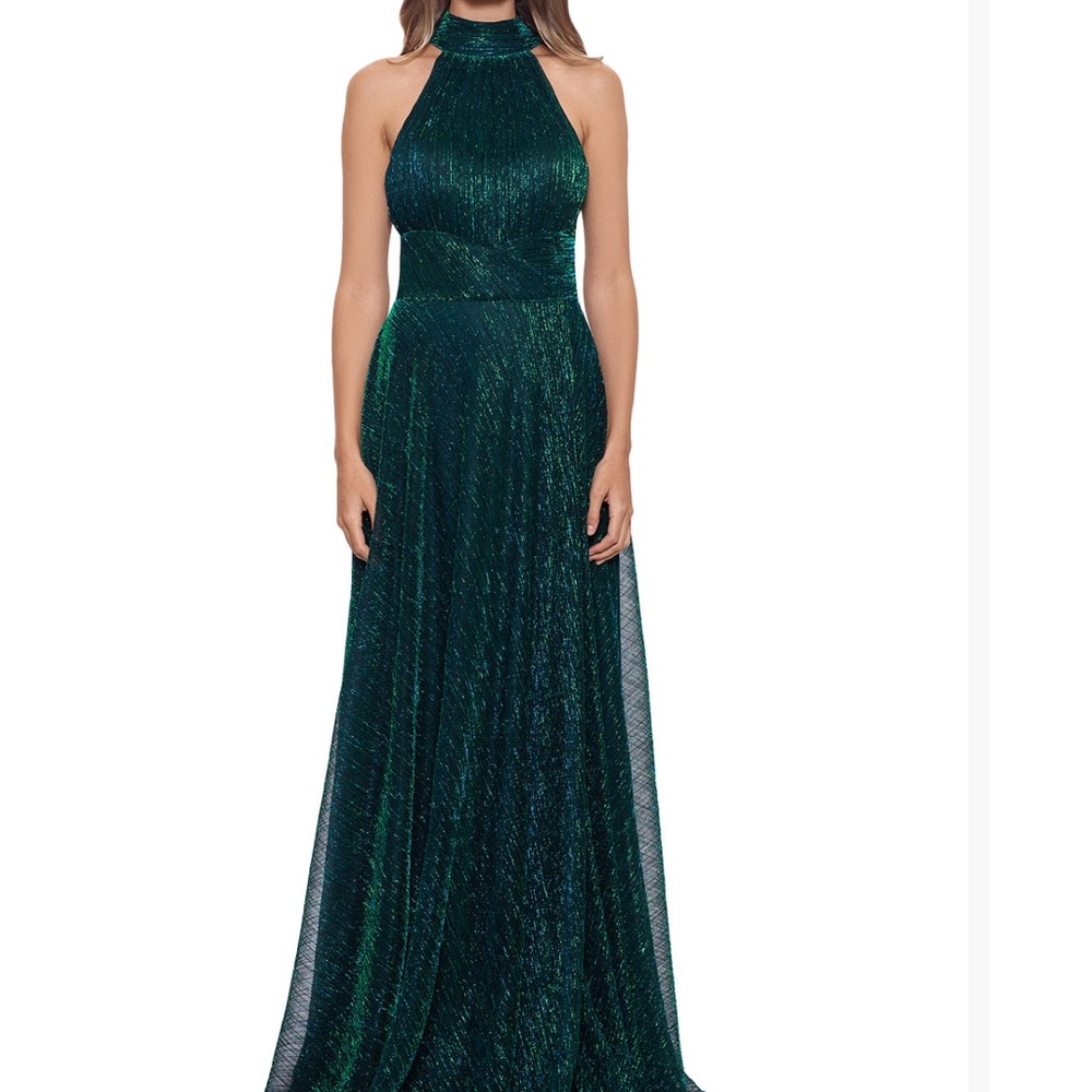 Betsy & Adam Jade Metallic Gown